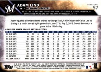 2016 Topps - 65th Anniversary #57 Adam Lind Back