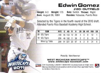 2011 Choice West Michigan Whitecaps #11 Edwin Gomez Back