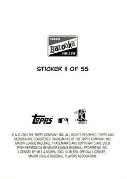 2003 Bazooka - 4-on-1 Stickers #11 Drew Henson / Terrence Long / John Olerud / Mike Lieberthal Back