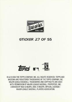 2003 Bazooka - 4-on-1 Stickers #27 Mark Buehrle / Albert Pujols / Lance Berkman / Chipper Jones Back