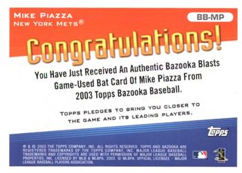 2003 Bazooka - Blasts Relics #BB-MP Mike Piazza  Back