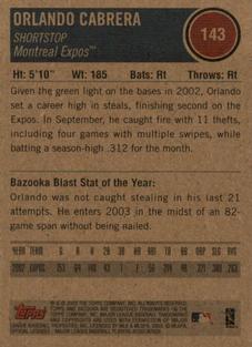 2003 Bazooka - Minis #143 Orlando Cabrera Back