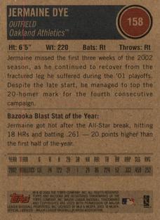 2003 Bazooka - Minis #158 Jermaine Dye Back