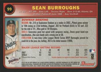 2003 Bowman - Gold #99 Sean Burroughs Back