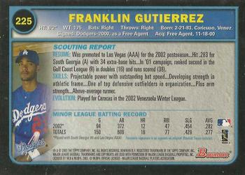 2003 Bowman - Gold #225 Franklin Gutierrez Back