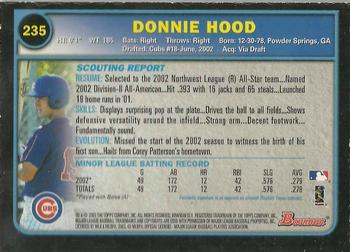 2003 Bowman - Gold #235 Donnie Hood Back