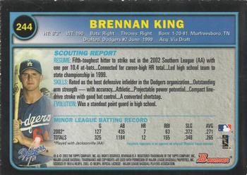 2003 Bowman - Gold #244 Brennan King Back
