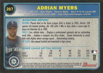 2003 Bowman - Gold #267 Adrian Myers Back