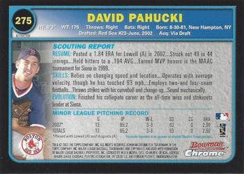 2003 Bowman Chrome - Refractors #275 David Pahucki Back