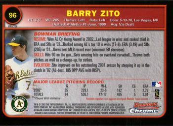 2003 Bowman Chrome - X-Fractors #96 Barry Zito Back