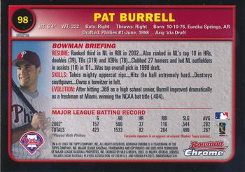 2003 Bowman Chrome - X-Fractors #98 Pat Burrell Back
