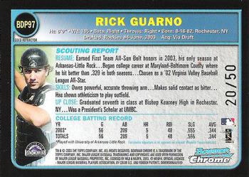 2003 Bowman Draft Picks & Prospects - Chrome Gold Refractors #BDP97 Rick Guarno Back