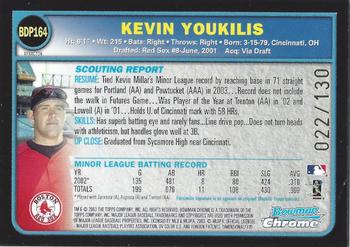 2003 Bowman Draft Picks & Prospects - Chrome X-Fractors #BDP164 Kevin Youkilis Back