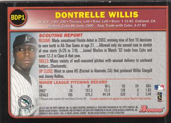 2003 Bowman Draft Picks & Prospects - Gold #BDP1 Dontrelle Willis Back