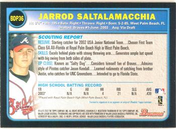 2003 Bowman Draft Picks & Prospects - Gold #BDP36 Jarrod Saltalamacchia Back