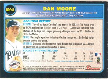 2003 Bowman Draft Picks & Prospects - Gold #BDP41 Dan Moore Back
