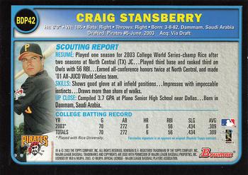 2003 Bowman Draft Picks & Prospects - Gold #BDP42 Craig Stansberry Back