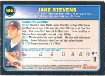 2003 Bowman Draft Picks & Prospects - Gold #BDP44 Jake Stevens Back