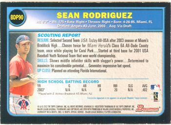 2003 Bowman Draft Picks & Prospects - Gold #BDP90 Sean Rodriguez Back
