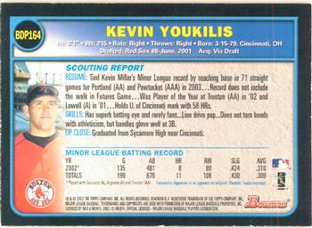 2003 Bowman Draft Picks & Prospects - Gold #BDP164 Kevin Youkilis Back