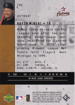 2000 Upper Deck Black Diamond Rookie Edition #100 Aaron McNeal Back