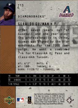 2000 Upper Deck Black Diamond Rookie Edition #113 Geraldo Guzman Back