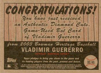 2003 Bowman Heritage - Diamond Cuts Red Relics #DC-VG Vladimir Guerrero Back