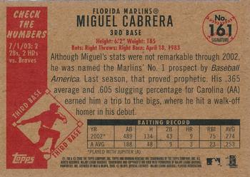 2003 Bowman Heritage - Facsimile Signature #161 Miguel Cabrera Back