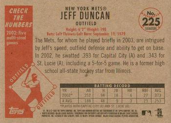 2003 Bowman Heritage - Facsimile Signature #225 Jeff Duncan Back