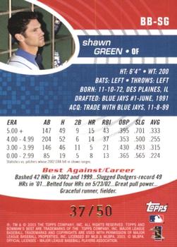 2003 Bowman's Best - Red #BB-SG Shawn Green Back