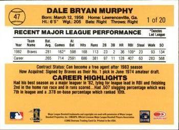 2003 Donruss - Anniversary 1983 #1 Dale Murphy Back