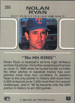 1990 Leaf #265 Nolan Ryan Back