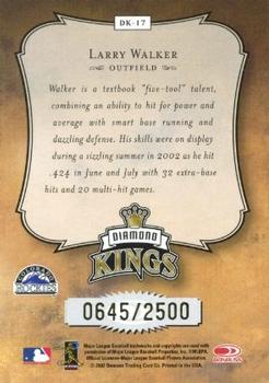 2003 Donruss - Diamond Kings Gold #DK-17 Larry Walker Back