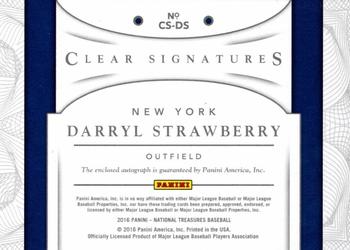 2016 Panini National Treasures - Clear Signatures #CS-DS Darryl Strawberry Back
