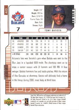 2000 Upper Deck MVP #40 Tony Batista Back