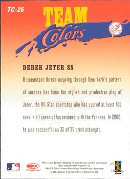 2003 Donruss Champions - Team Colors #TC-26 Derek Jeter Back