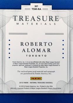2016 Panini National Treasures - Treasure Signature Materials #TSM-RA Roberto Alomar Back