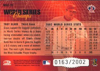 2003 Donruss Champions - World Series Champs #WSC-15 Troy Glaus Back