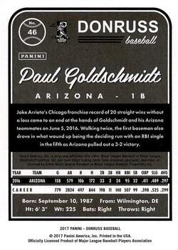 2017 Donruss #46 Paul Goldschmidt Back
