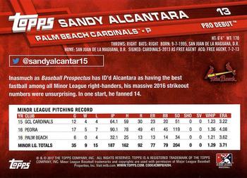 2017 Topps Pro Debut #13 Sandy Alcantara Back