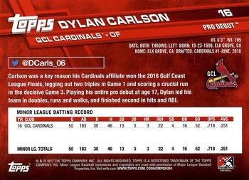 2017 Topps Pro Debut #16 Dylan Carlson Back