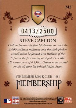 2003 Donruss Classics - Membership #M2 Steve Carlton Back