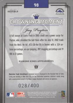 2003 Donruss Diamond Kings - Framed Gray (Silver Foil) #98 Jay Payton Back