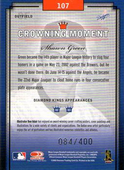 2003 Donruss Diamond Kings - Framed Gray (Silver Foil) #107 Shawn Green Back