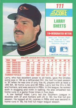 1990 Score #111 Larry Sheets Back