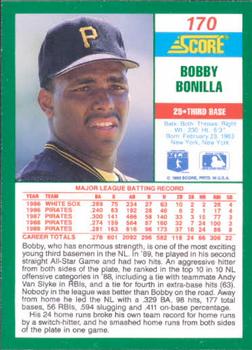 1990 Score #170 Bobby Bonilla Back