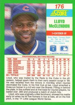 1990 Score #176 Lloyd McClendon Back