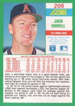1990 Score #206 Jack Howell Back