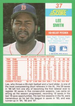 1990 Score #37 Lee Smith Back