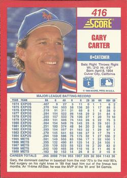 1990 Score #416 Gary Carter Back